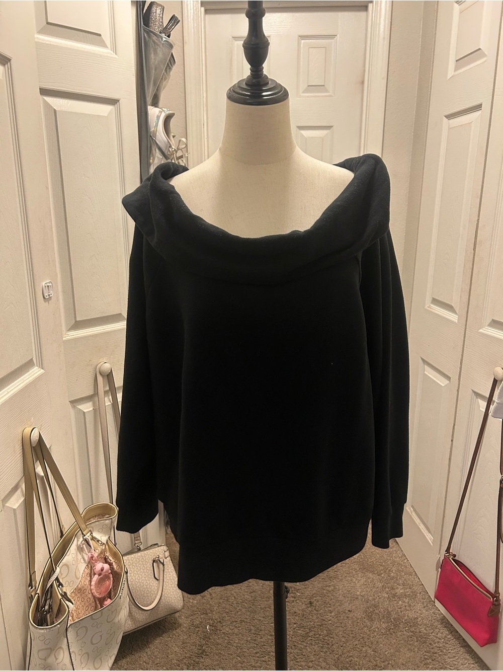 Victoria's Secret Black Off-the-Shoulder Cozy Pullover Sweater